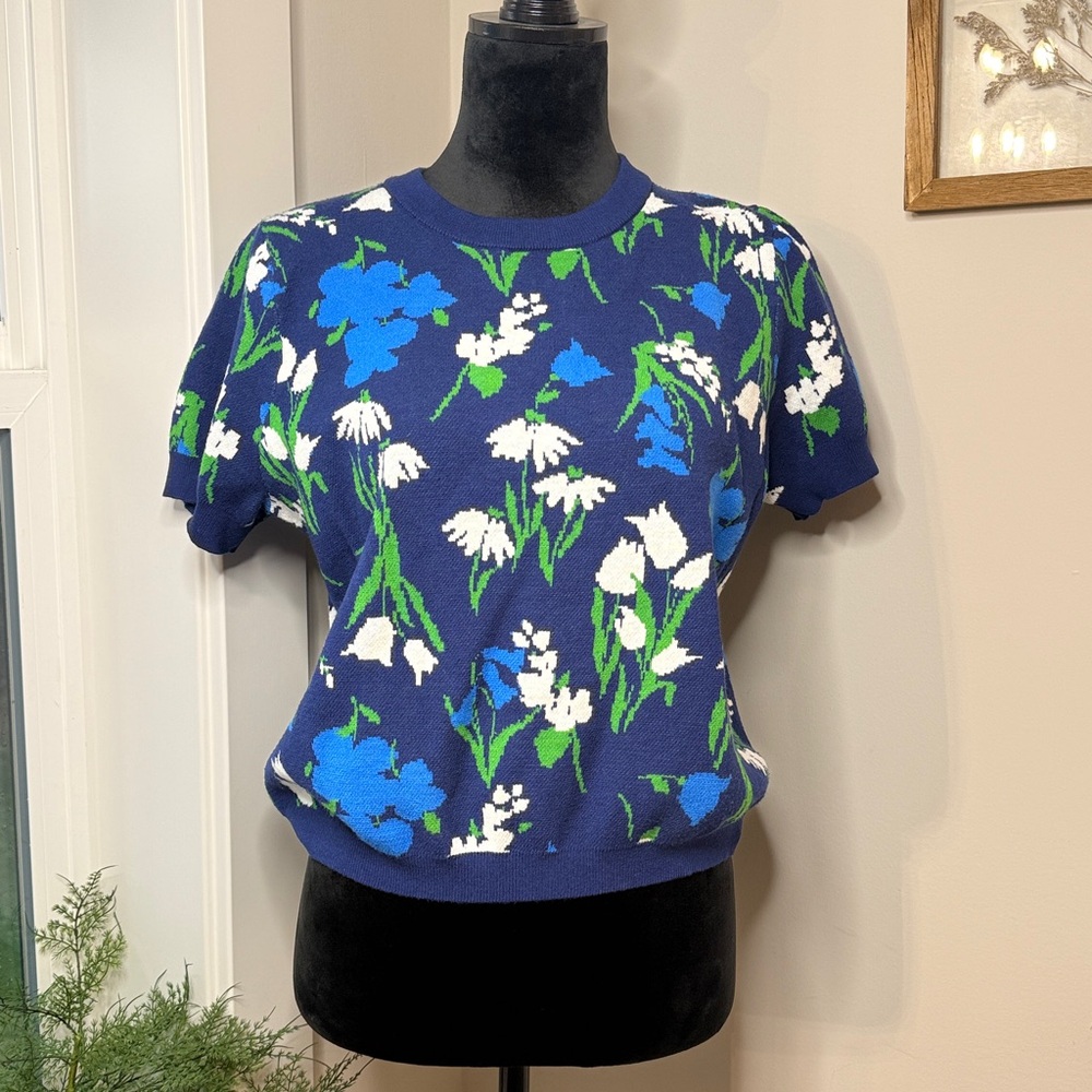 Kate Spade for Target Floral Short Sleeve Crewneck Pullover Sweater Size XL